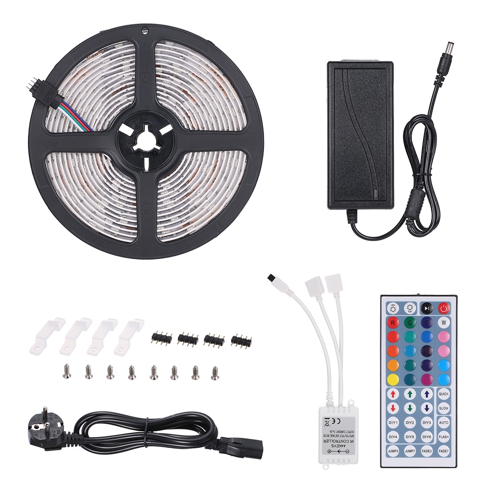 Set de curele usoare RGB, Tomshine, 2x5m, 300leds, Cu telecomanda IR, Moduri de iluminare multiple, Lungime taietoare, Culoare