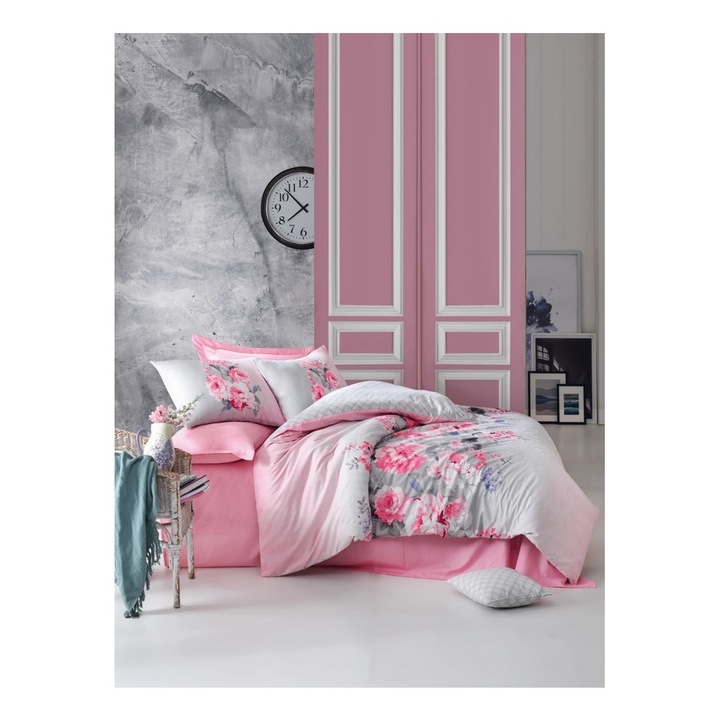 Спален комплект Cristiano mari Flona pink , 100% натурален памук, 4 части