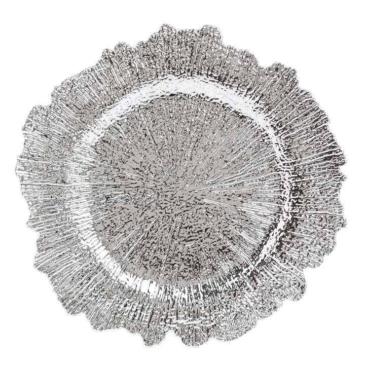 Сребърна тава за сервиране, пластмасова, 35 см