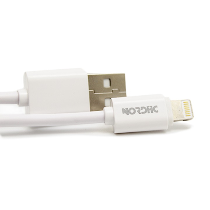 Cablu de date NORDIC USB la Lightning, 2.1A, 1м, alb