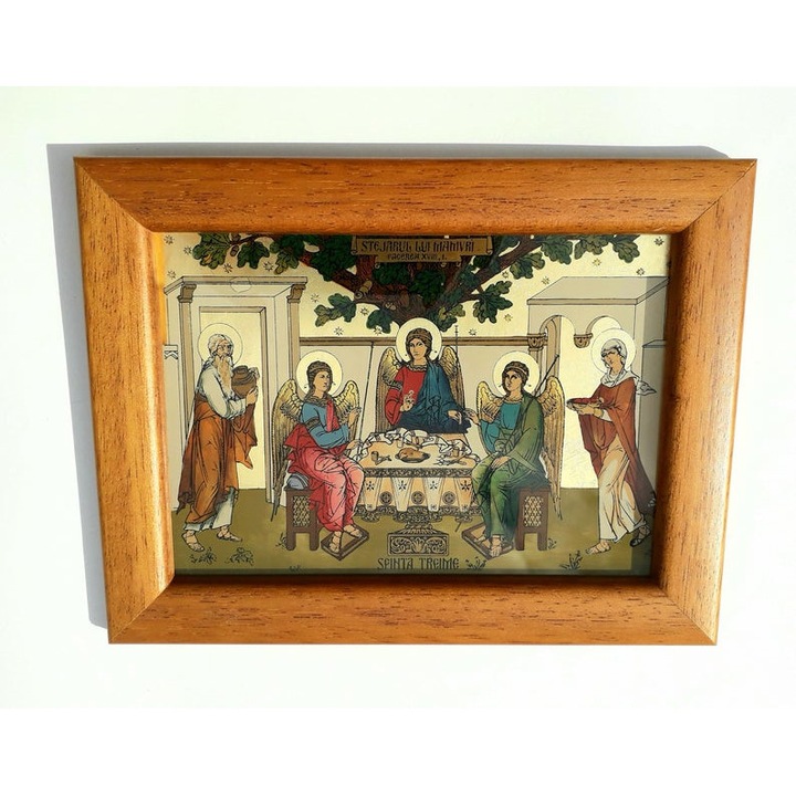 Icoana pictata pe sticla, Sfanta Treime, Sf Treime, 27.5 cm x 20.5 cm