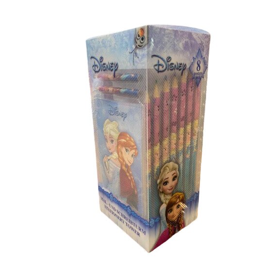 Set 25 piese desenat, carnetel, carioci, creioane, ascutitoare, radiera, postere, penar metal, Frozen