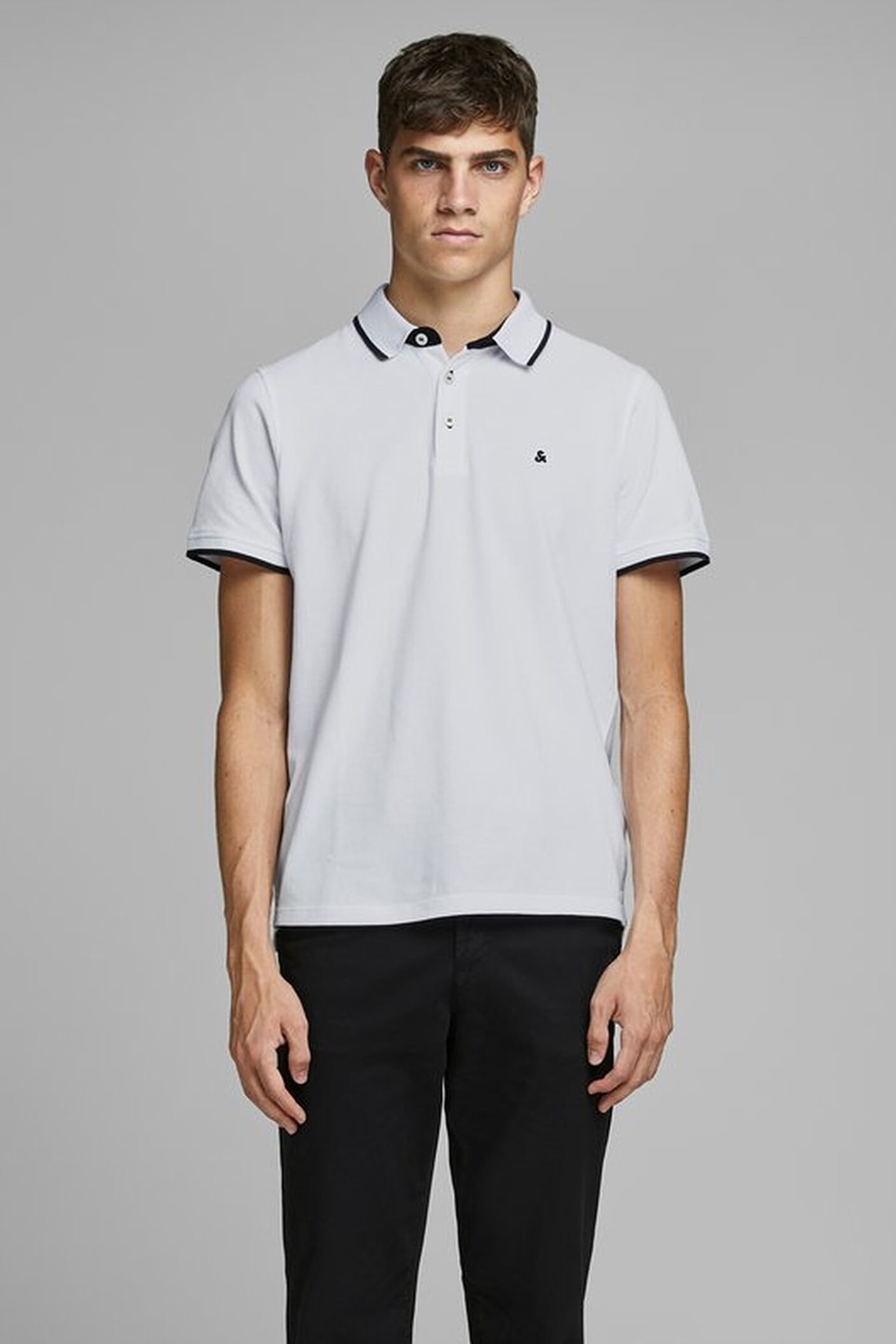 Jack&Jones, Tricou polo slim fit, Alb