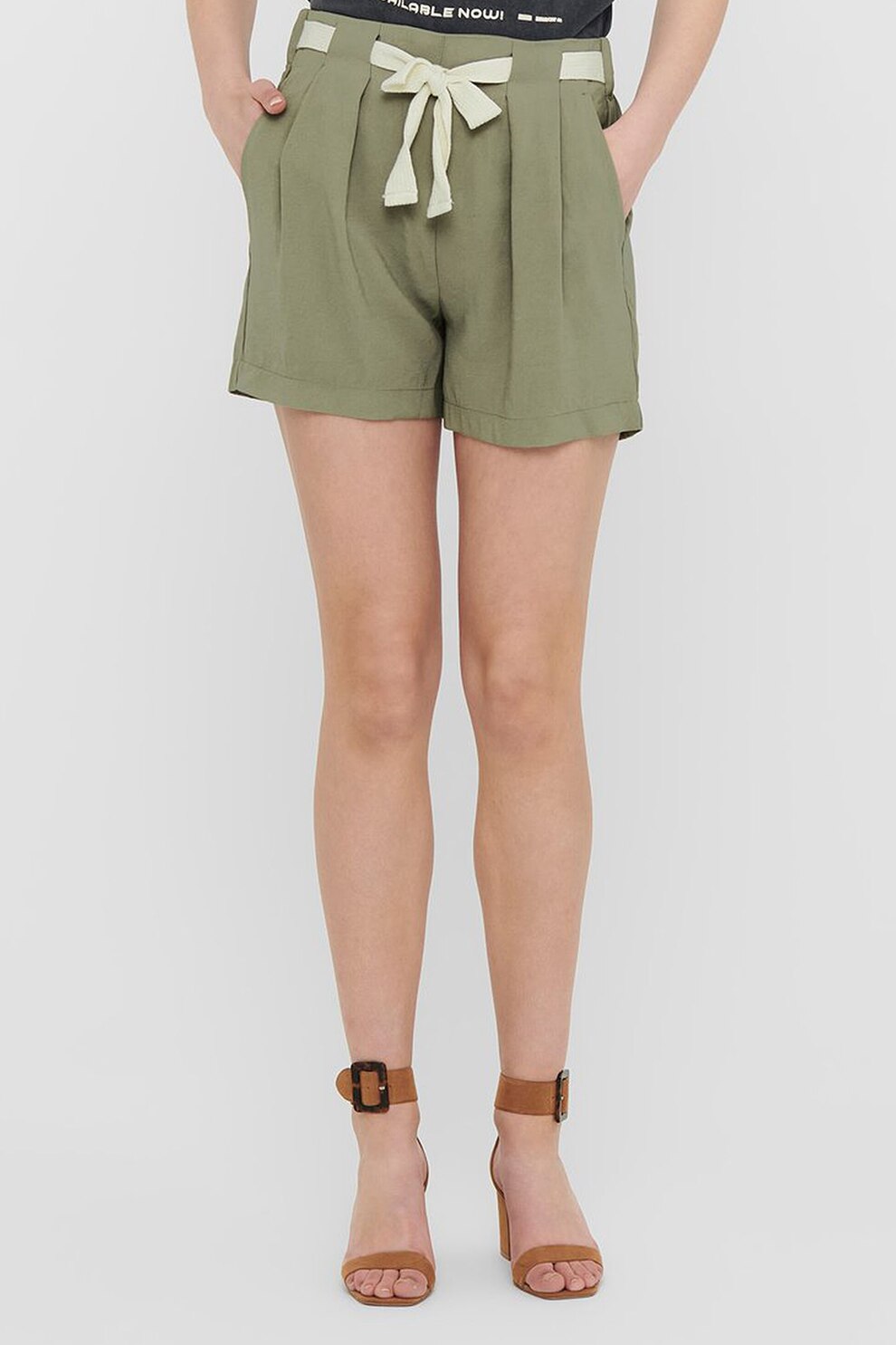 JdY, Pantaloni scurti cu snur, Verde sparanghel