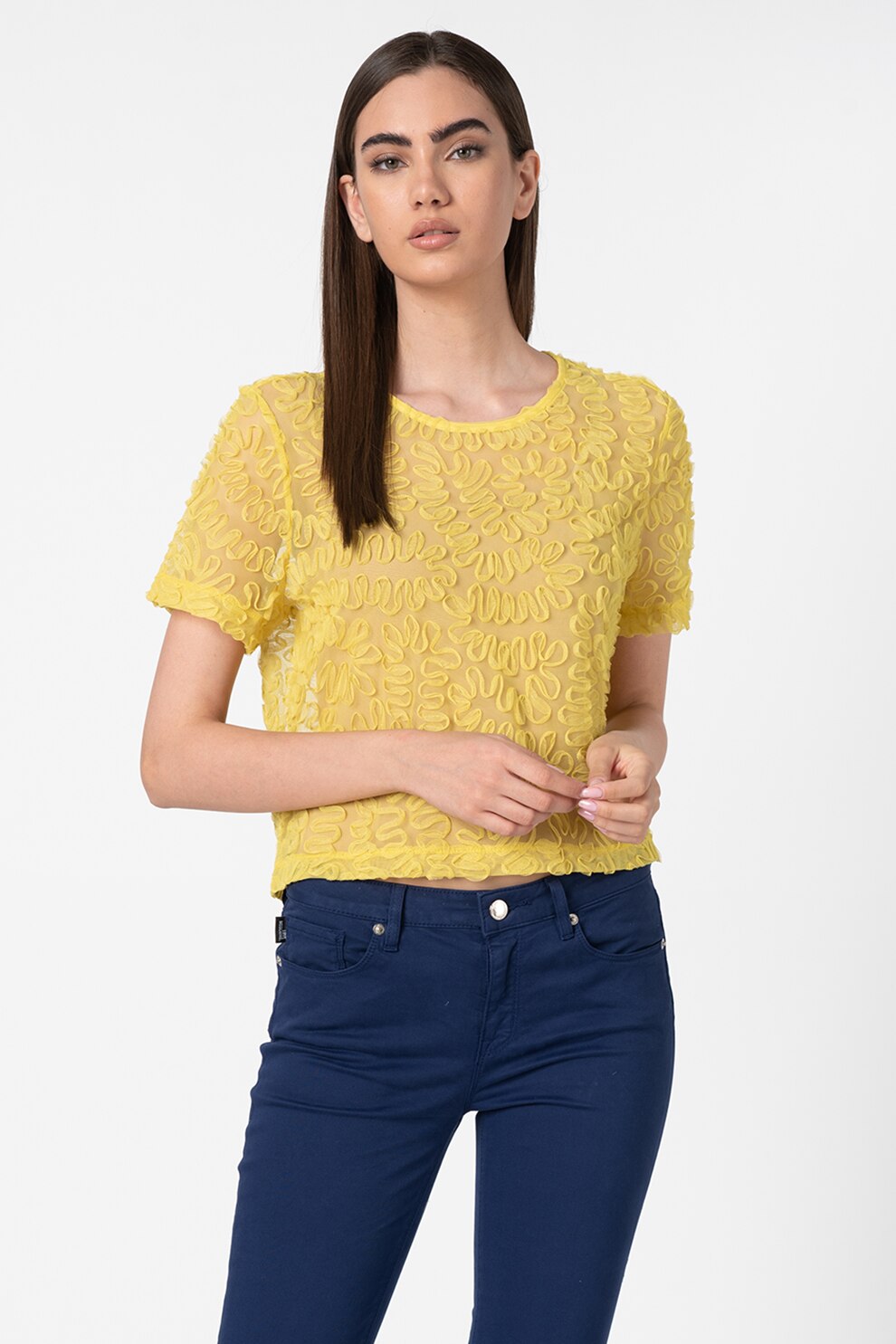 Vero Moda, Bluza transparenta cu aspect texturat Manila, Galben