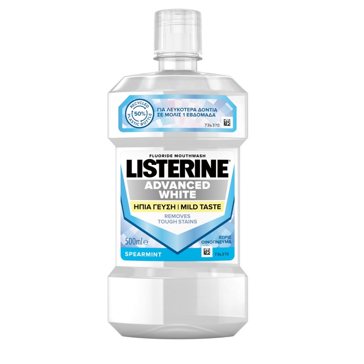 Вода за уста Listerine Advanced White Mild Taste, Без алкохол, 500 мл