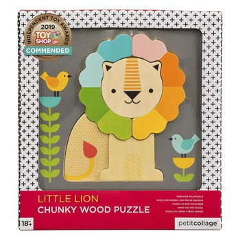 Puzzle Petit Collage - Micutul leu, din lemn Puzzle Petit Collage - Micutul leu, din lemn