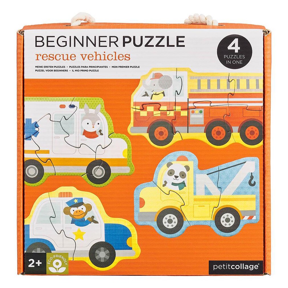 Puzzle 4 in 1 Petit Collage - Vehicule de salvare