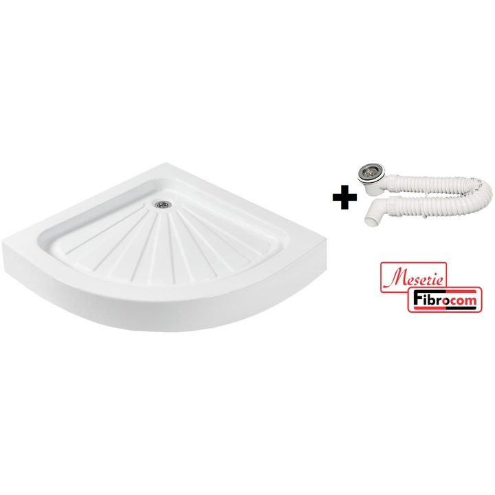 Pachet Complet Cadita de Dus Acril 70x70 - Picioare Sustinere, Sifon Evacuare si Cadita de Dus Fibrocom Marte 70x70