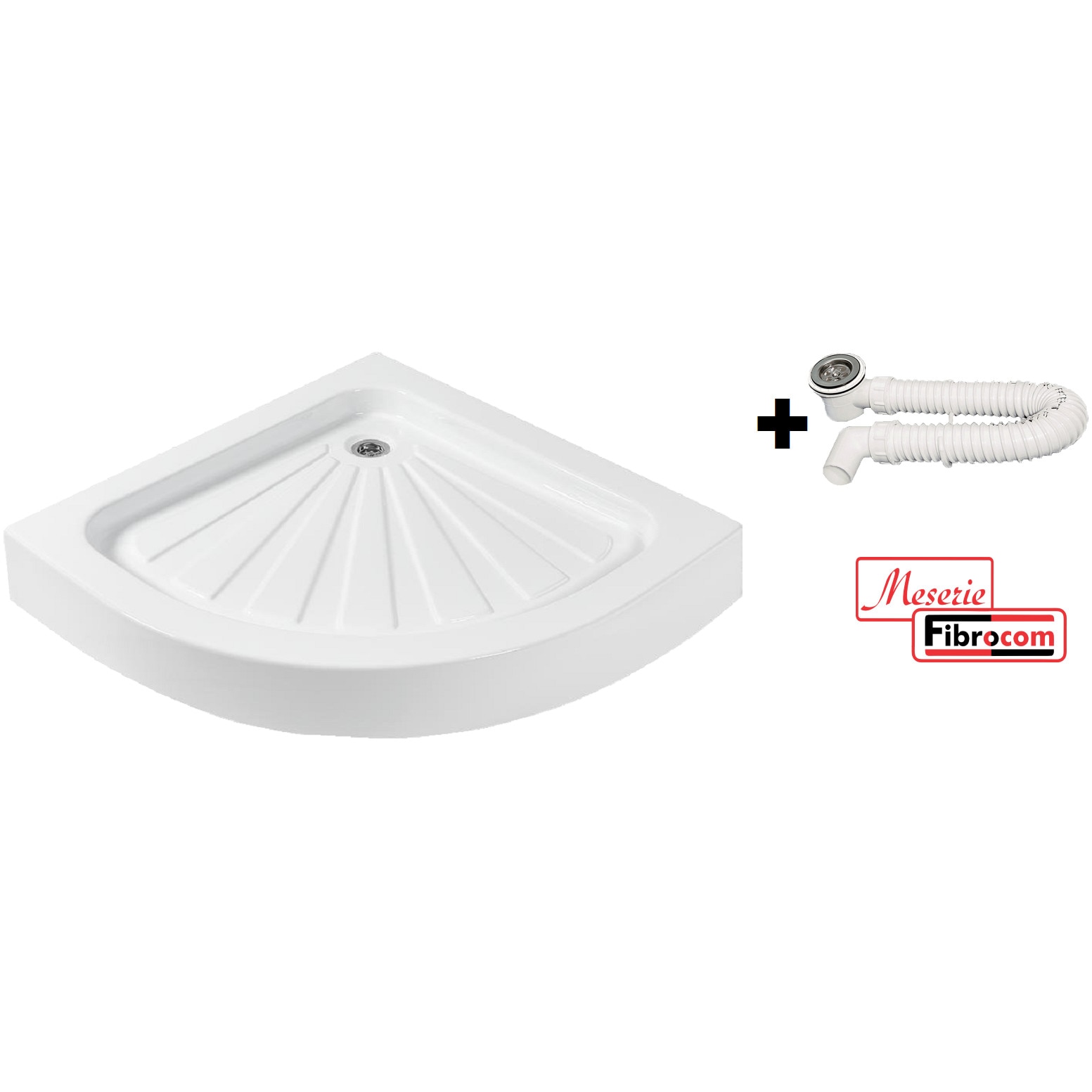 Pachet Complet Cadita de Dus Acril 90x90 - Picioare Sustinere, Sifon Evacuare si Cadita de Dus Fibrocom Marte 90x90