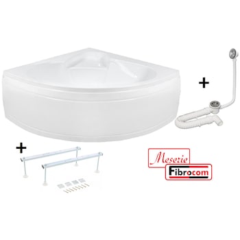 Pachet Complet Cada Acril pe Colt 130x130 - Masca Frontala, Cadru Metalic, Sifon Evacuare si Cada de Baie Fibrocom Gemini 130x130 Pachet Complet Cada Acril pe Colt 130x130 - Masca Frontala, Cadru Metalic, Sifon Evacuare si Cada de Baie Fibrocom Gemini 130x130