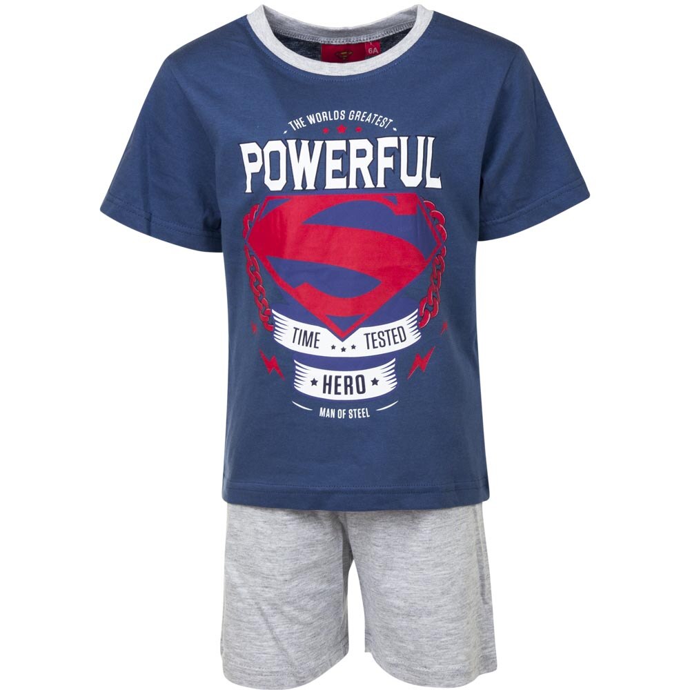 Pijamale scurte Superman, Albastru/Gri