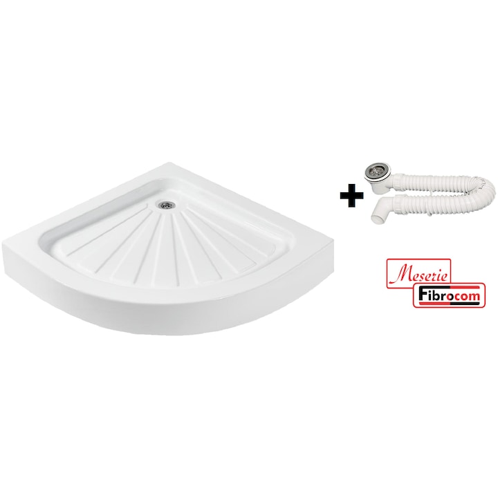 Pachet Complet Cadita de Dus Acril 80x80 - Picioare Sustinere, Sifon Evacuare si Cadita de Dus Fibrocom Marte 80x80