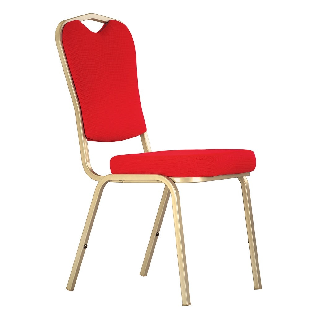 Scaun bucatarie PRAGA Gold, Stofa lusso, Rosu