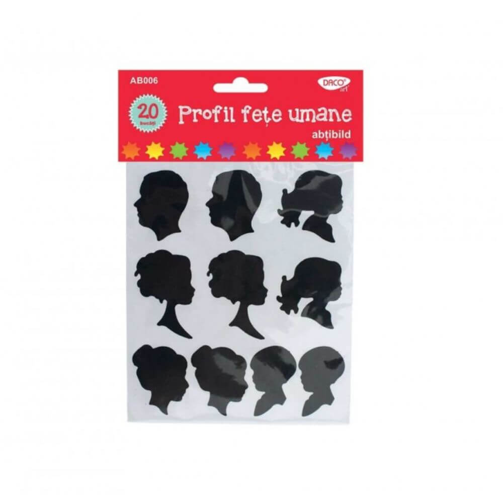 Abtibilduri DACO, Fete Umane, 20 Buc/Set, Culoare Neagra