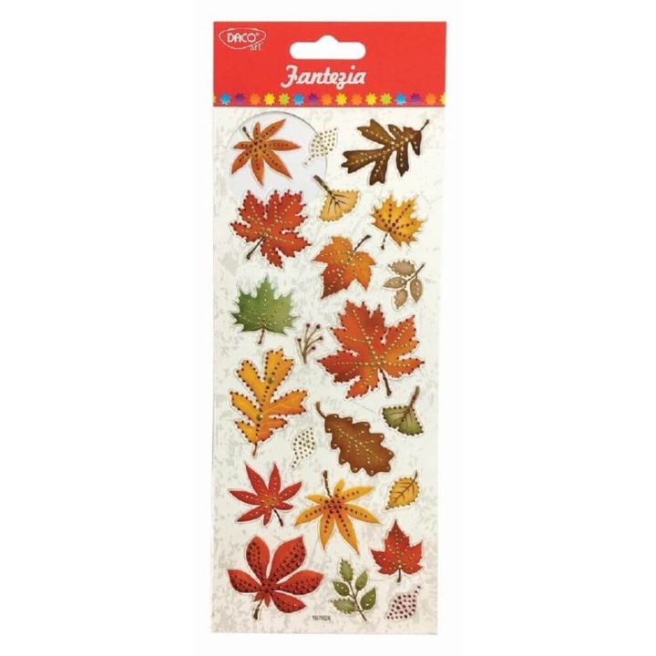 Abtibilduri DACO Fantezie, Model Frunze, 22 Buc/Set, Multicolor, Abtibild, Autocolante Copii, Stickere Decorative