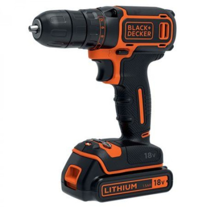 Black & Decker fúró / csavarozó gép, 1 akkumulátorral, 18 V, 1,5 Ah