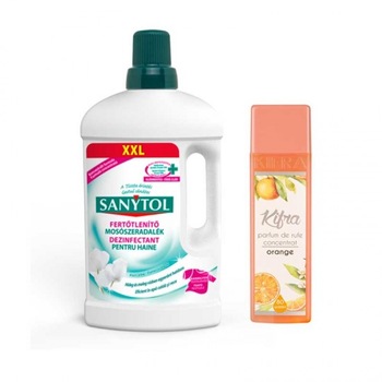 Pachet parfum rufe Kifra Orange 200 ml + Dezinfectant rufe Sanytol 1l Pachet parfum rufe Kifra Orange 200 ml + Dezinfectant rufe Sanytol 1l