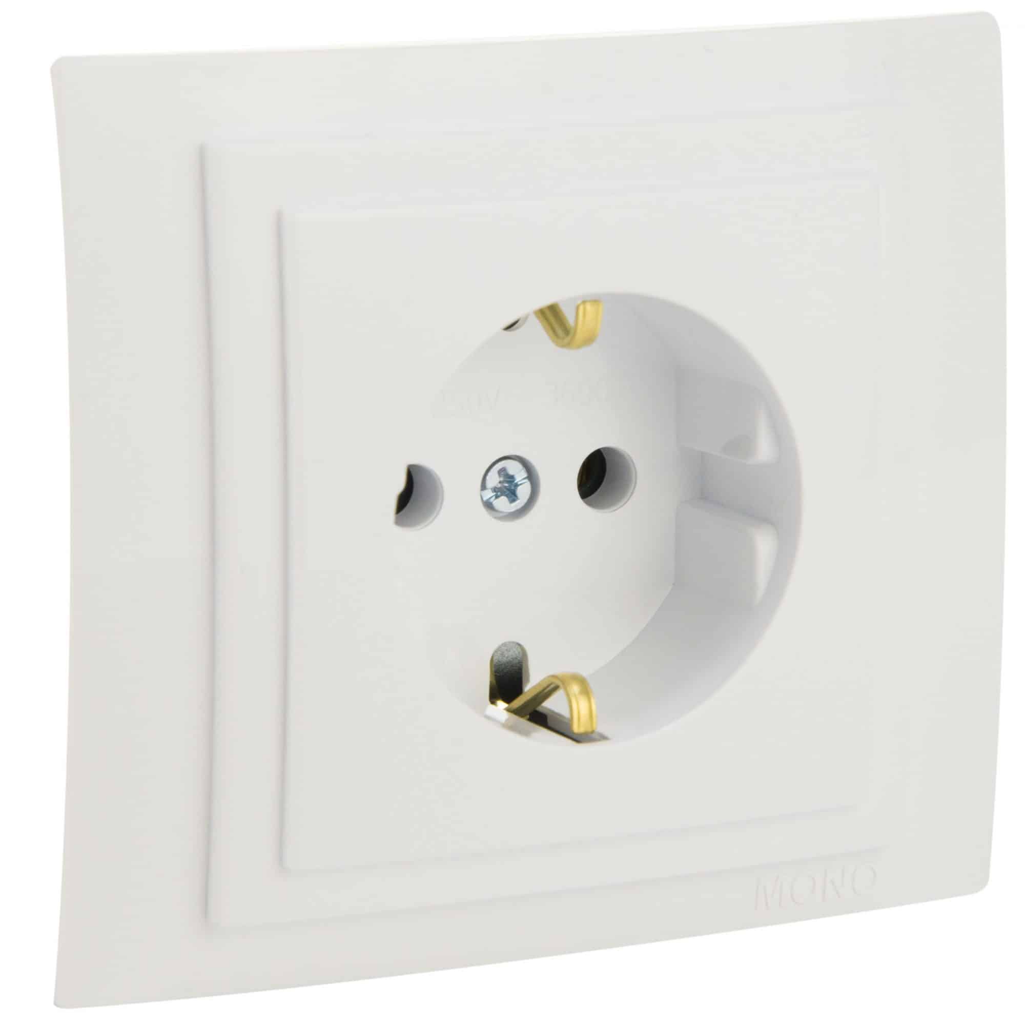 Priza cu CP Mono Electric LARISSA, ingropat/ST, alb