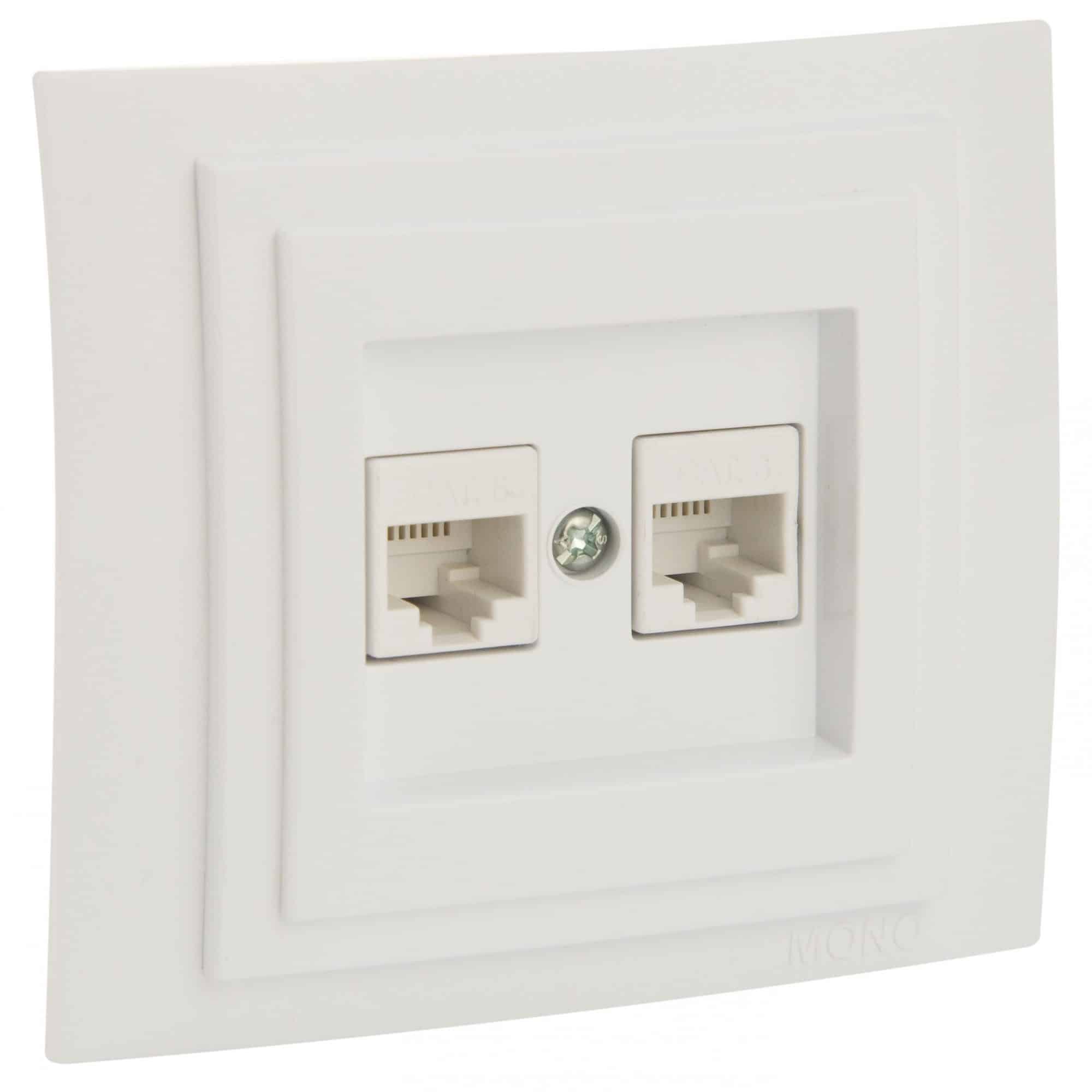 Priza date 2xRJ45 Mono Electric LARISSA, CAT6, ingropat/ST, alb
