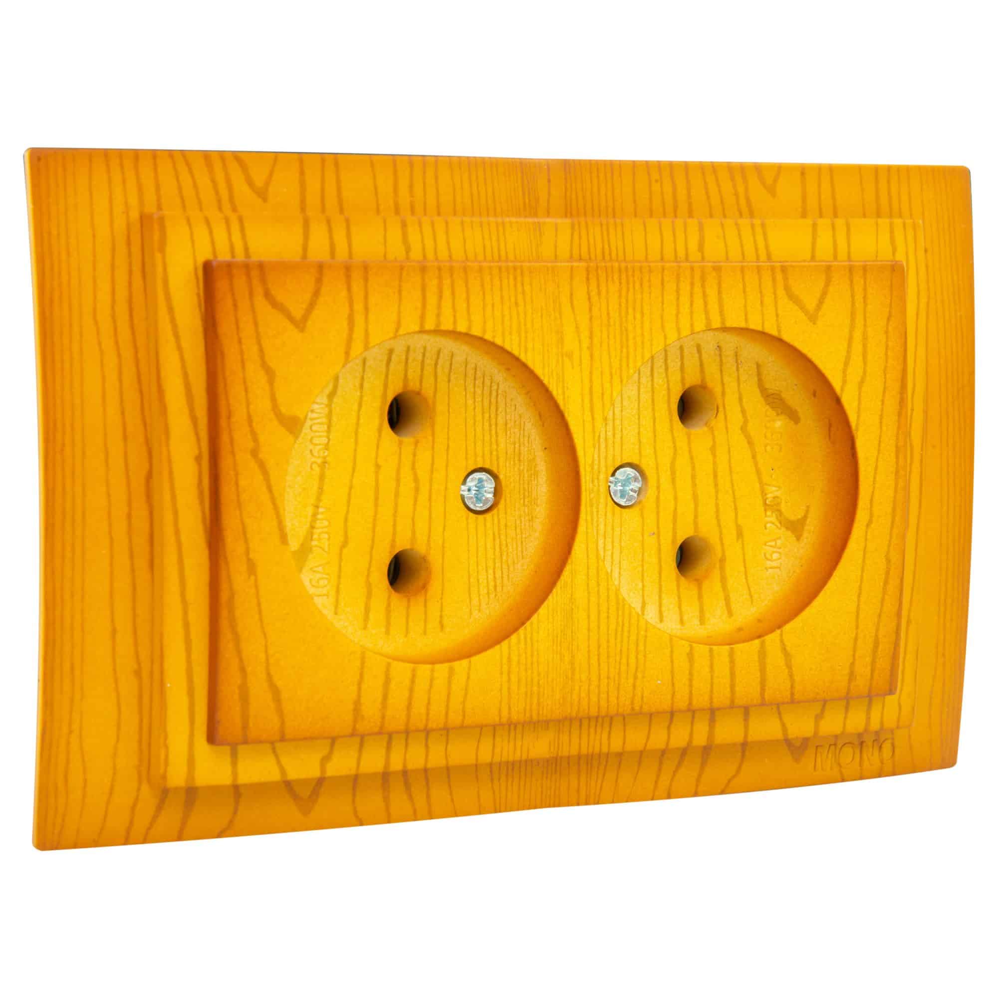 Priza dubla ST fara CP Mono Electric LARISSA, ingropat/ST, stejar