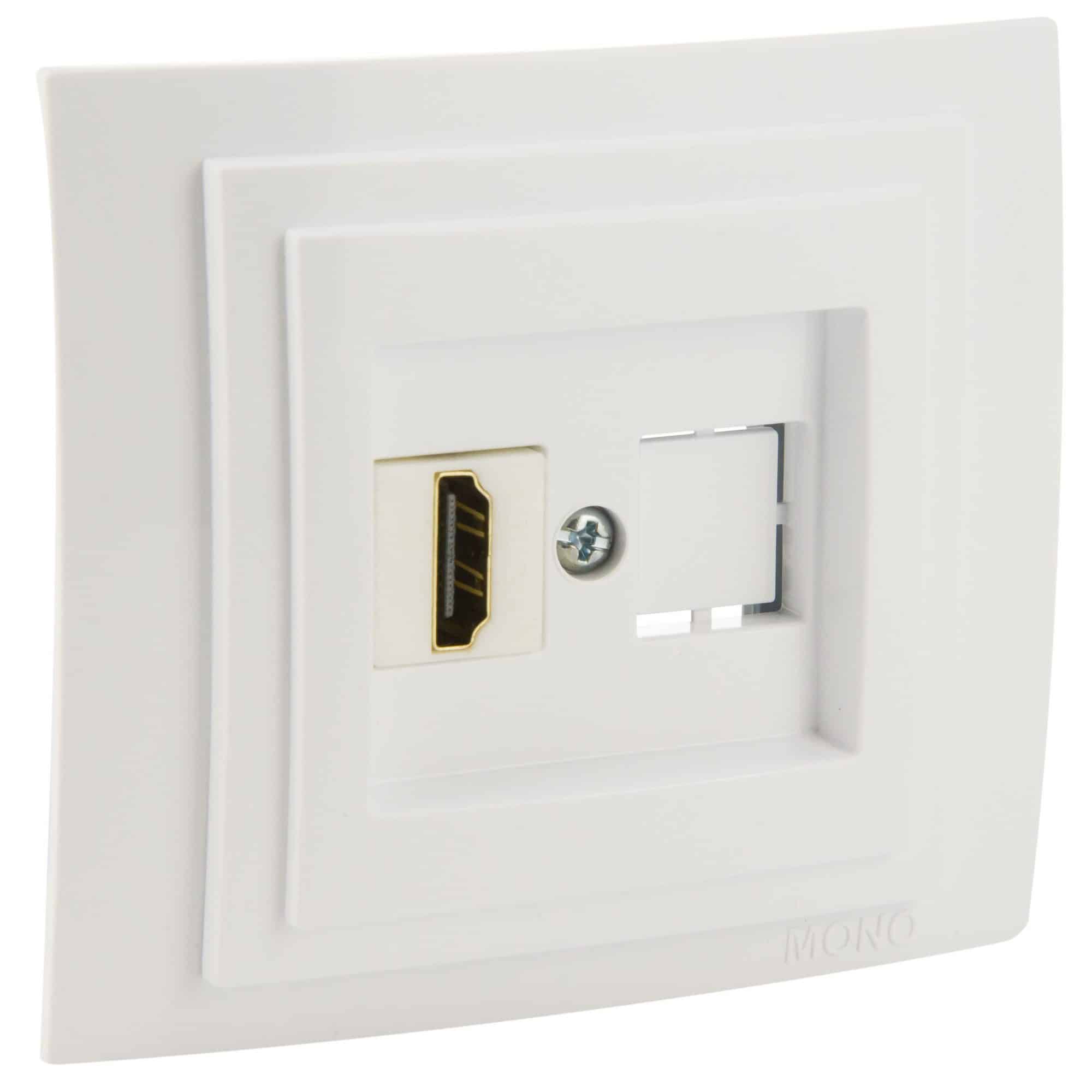Priza HDMI Mono Electric LARISSA, ingropat/ST, alb