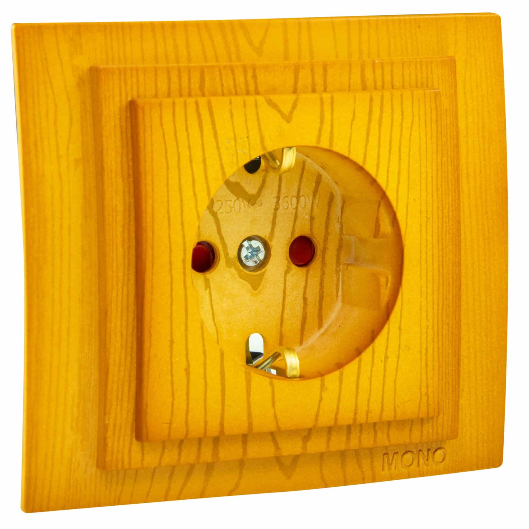 Priza ST cu CP Mono Electric LARISSA, clips, protectie copii, ingropat/ST, stejar