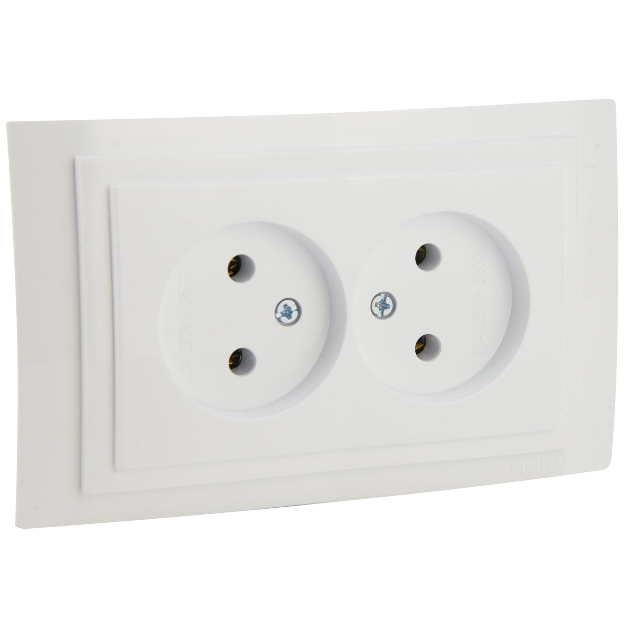 Priza dubla fara CP Mono Electric LARISSA, ingropat/ST, alb