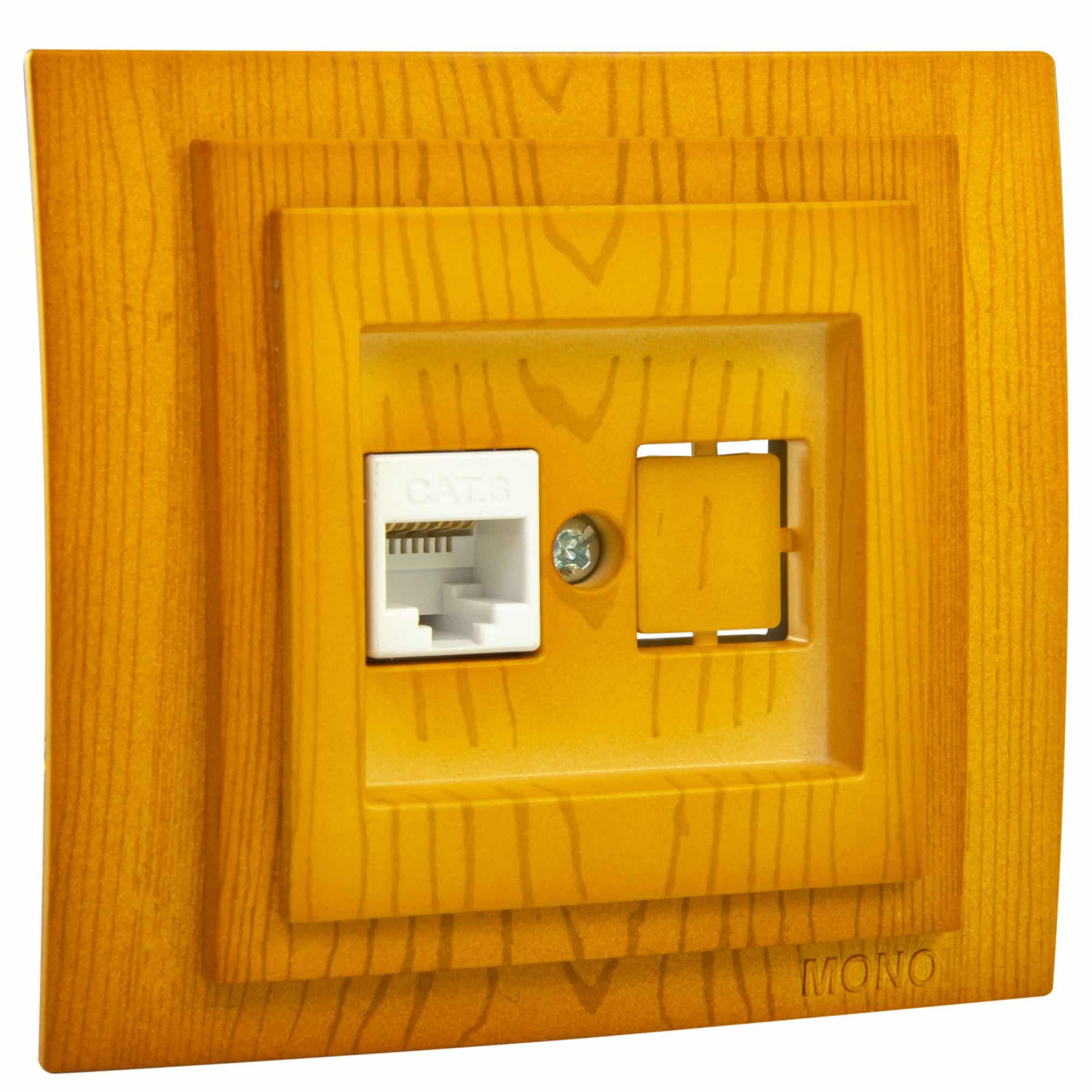 Priza date RJ45 Mono Electric LARISSA, CAT6, ingropat/ST, stejar