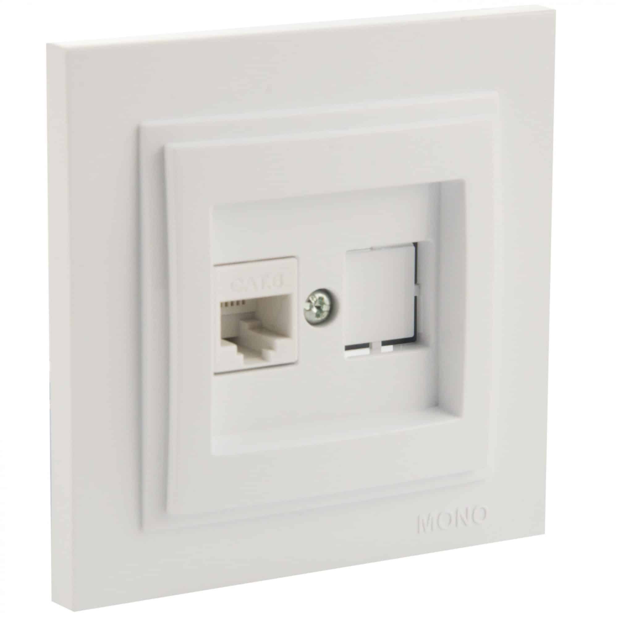 Priza date RJ45 Mono Electric DESPINA, CAT6, ingropat/ST, alb