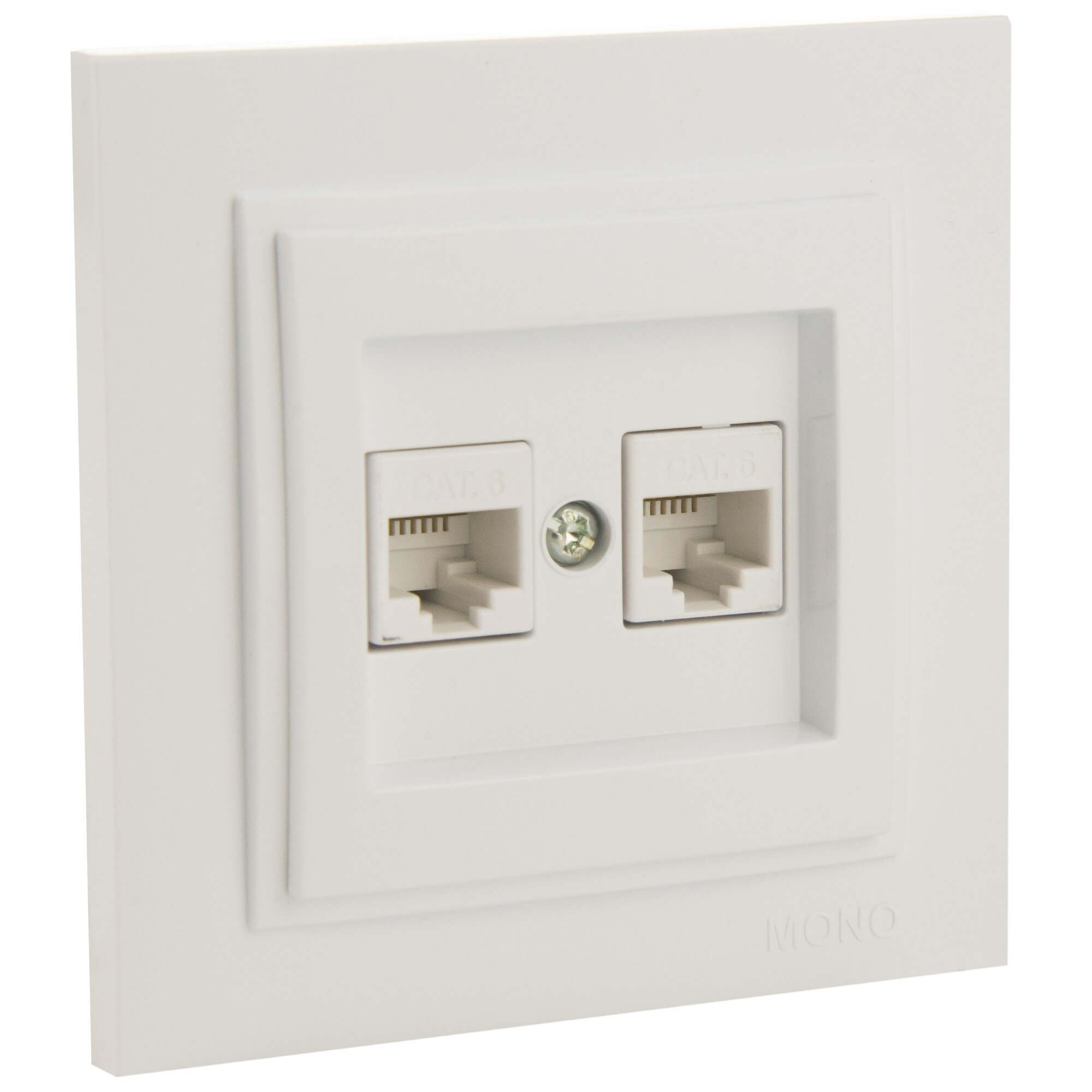 Priza date 2xRJ45 Mono Electric DESPINA, CAT6, ingropat/ST, alb