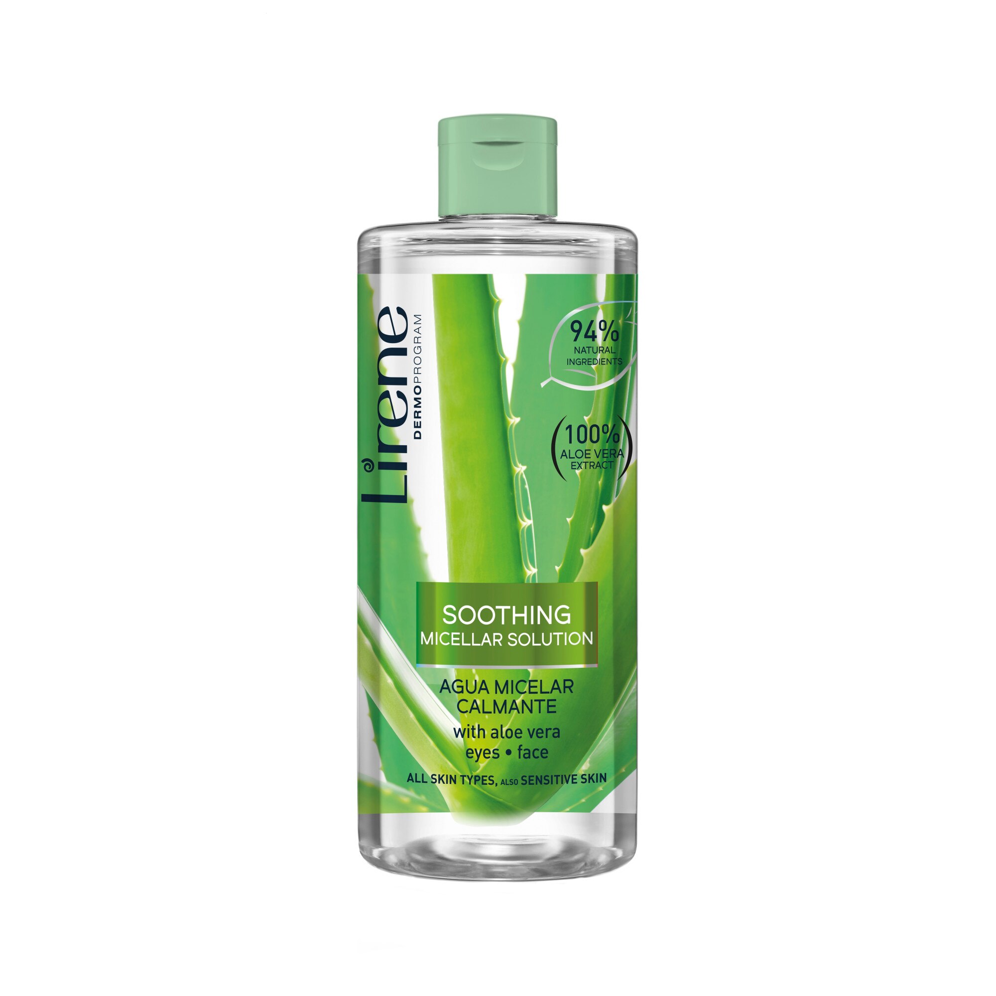 Apa micelara calmanta Lirene, cu Aloe Vera, 94% ingrediente naturale, 400ml