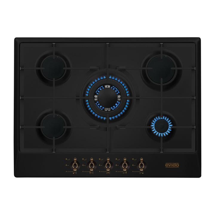 EVIDO RUSTIC-H 70A gáz főzőlap, 70 cm, rusztikus, antracit/bronz