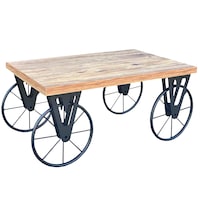 Masa de cafea cu roti Techer Homs, 85 x 55 x 41 cm, nuc/negru