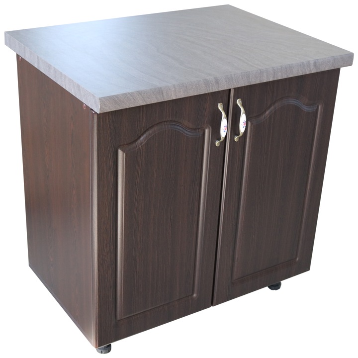 Corp inferior cu 2 usi 80 cm Zebra, Wenge/MDF Wenge Mustata cu blat Beton 80 x 85 x 60