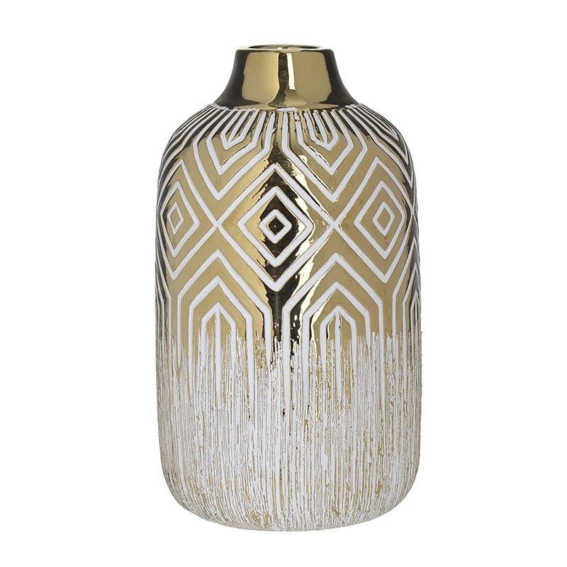 Vaza ceramica , alb auriu,15x26 cm