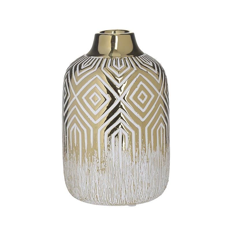 Vaza ceramica , alb auriu,13x20 cm