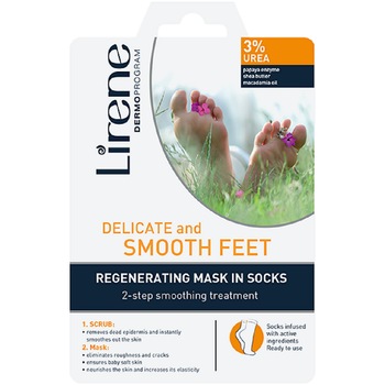 Sosete exfoliante Lirene - tratament in 2 pasi - exfoliere si regenerare pentru picioare catifelate Sosete exfoliante Lirene - tratament in 2 pasi - exfoliere si regenerare pentru picioare catifelate