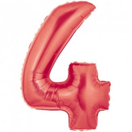 Balon folie, cifra 4, rosu, 100 cm