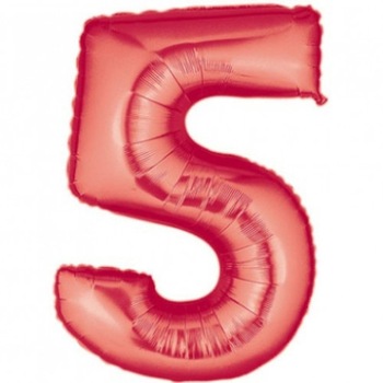 Balon folie, cifra 5, rosu, 100 cm Balon folie, cifra 5, rosu, 100 cm