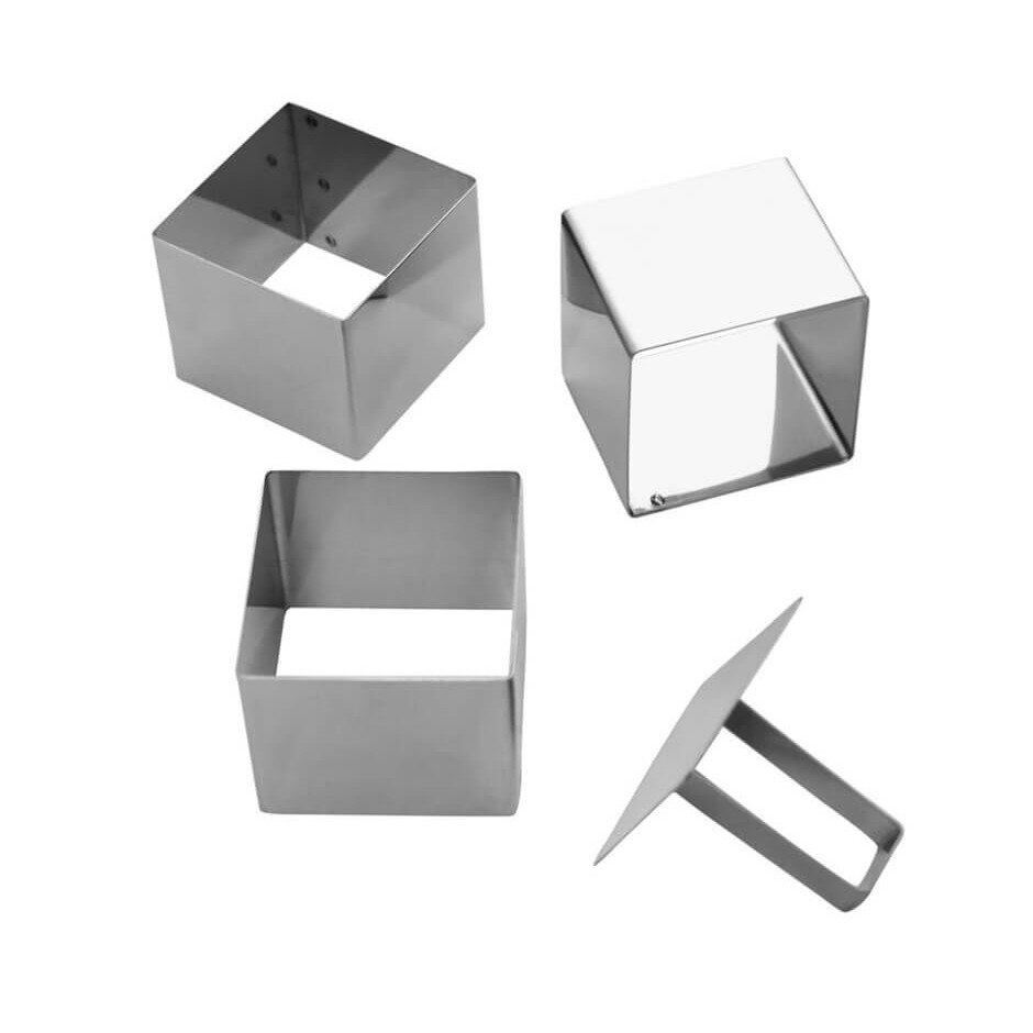 Set 3 forme patrate si pasator, inox, 55xh45mm