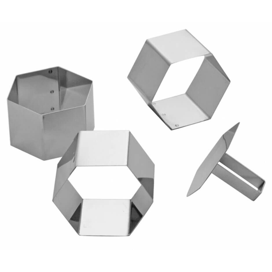 Set 3 forme hexagon si pasator, inox, 75xh45mm