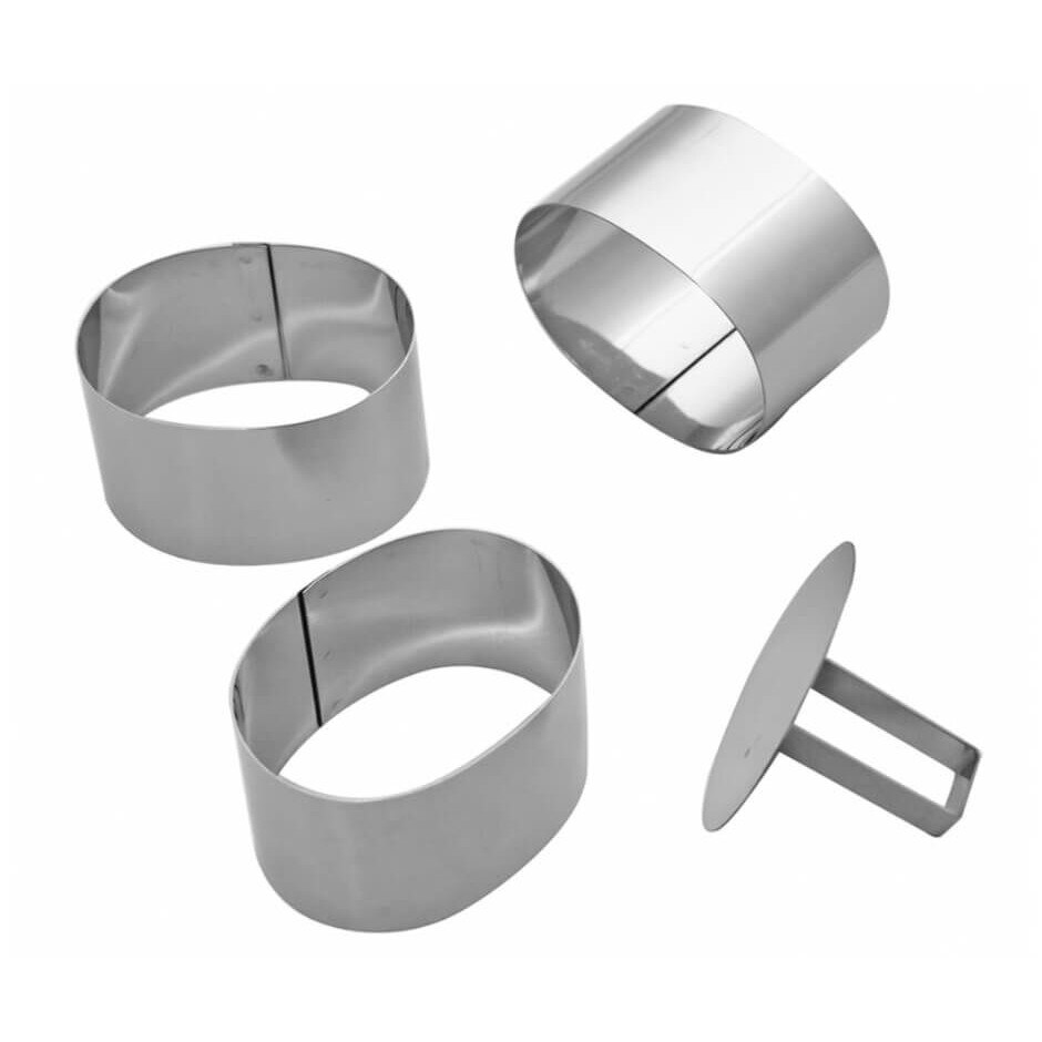 Set 3 forme ovale si pasator, inox, 75xh45mm