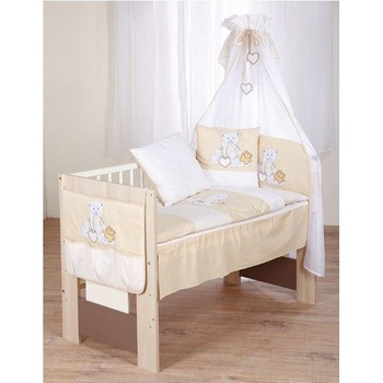 Set lenjerie brodata 4 piese I love you ursulet alb-bej Klups Set lenjerie brodata 4 piese I love you ursulet alb-bej Klups