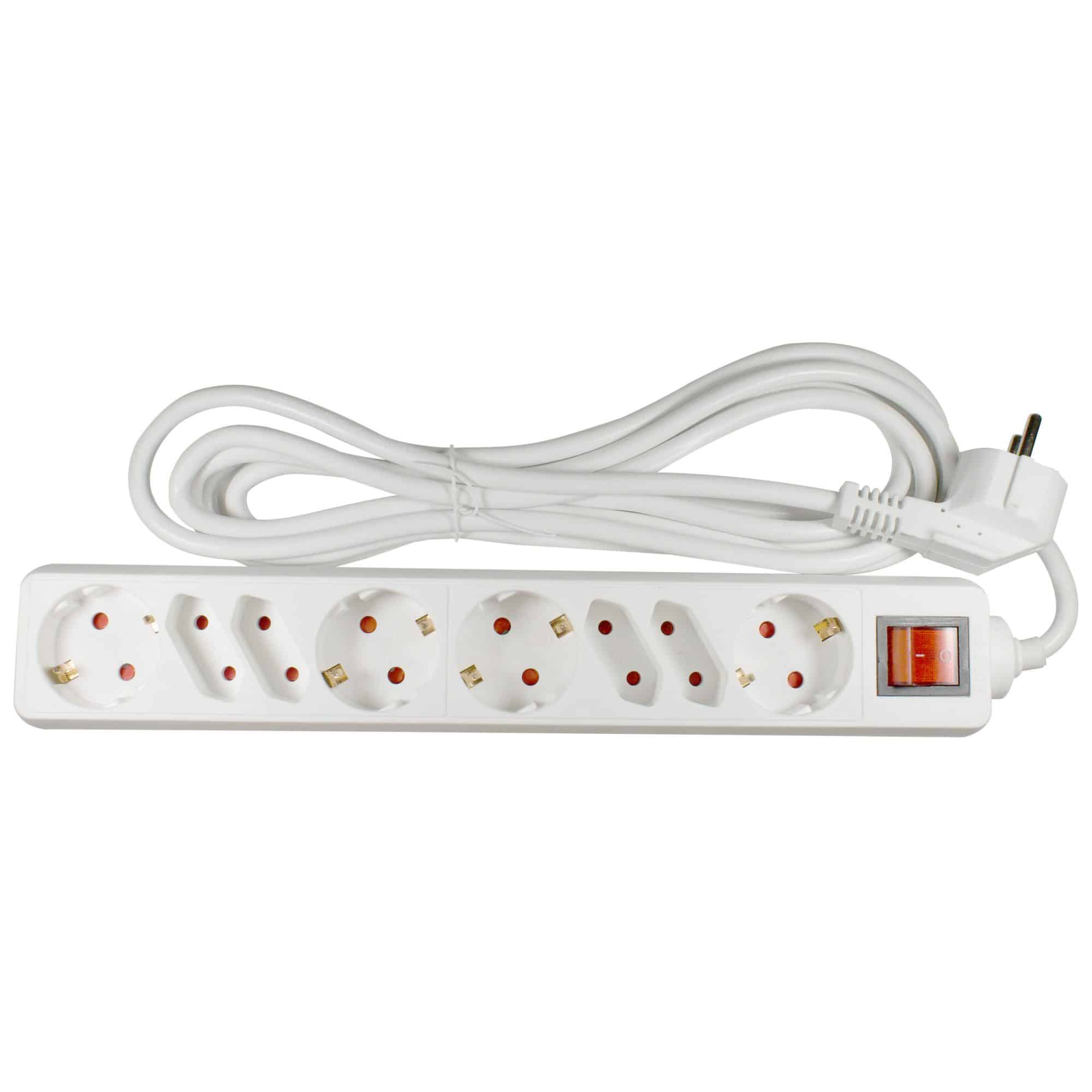 Prelungitor Lohuis, 8 prize, intrerupator, cu protectie copii, cablu 3x1.5mm, 3m, alb