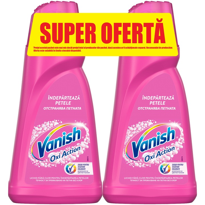 Комплект препарат за почистване на петна Vanish Pink, 2x1 л