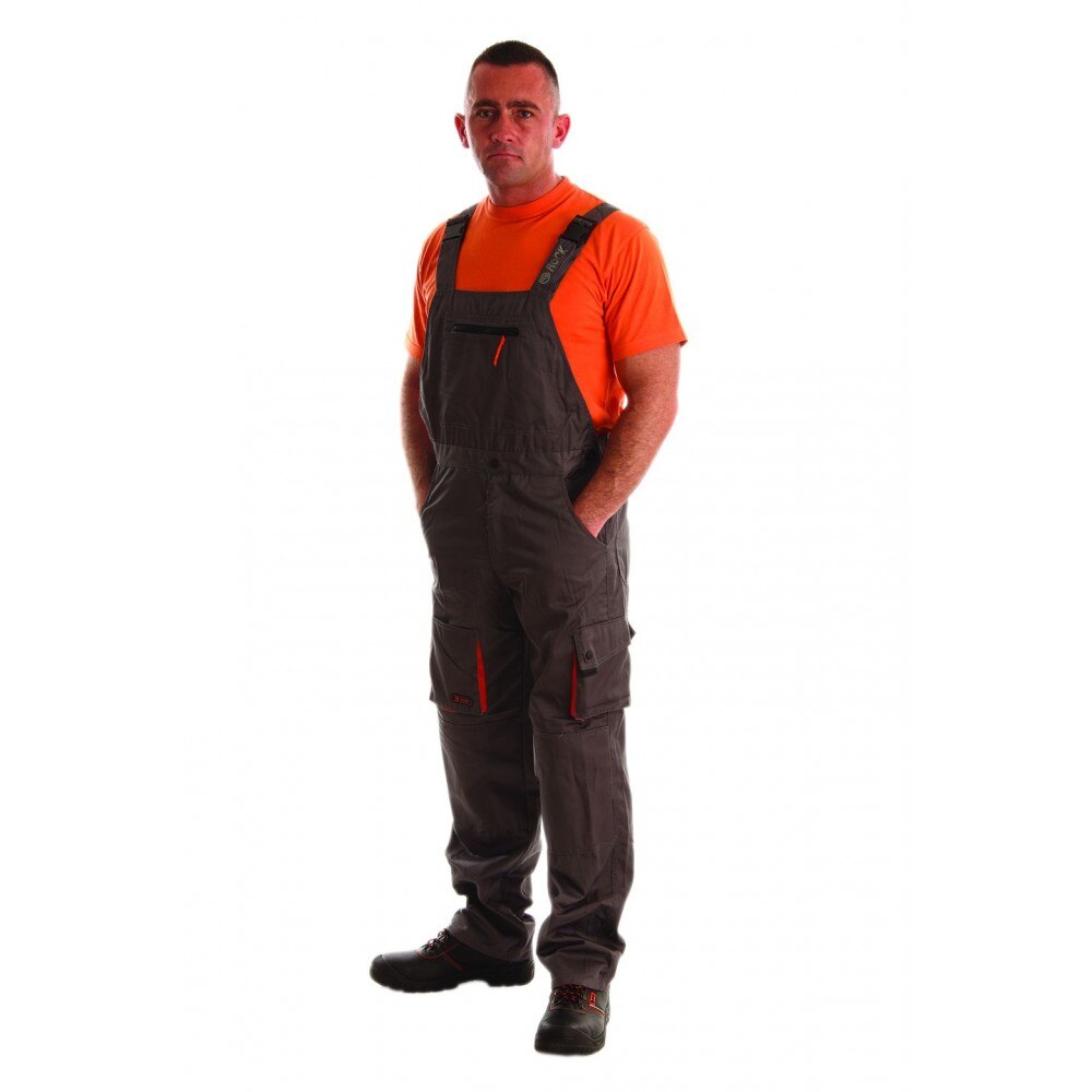 Salopeta de protectie , Rock, gri/orange, multiple buzunare - marimea M