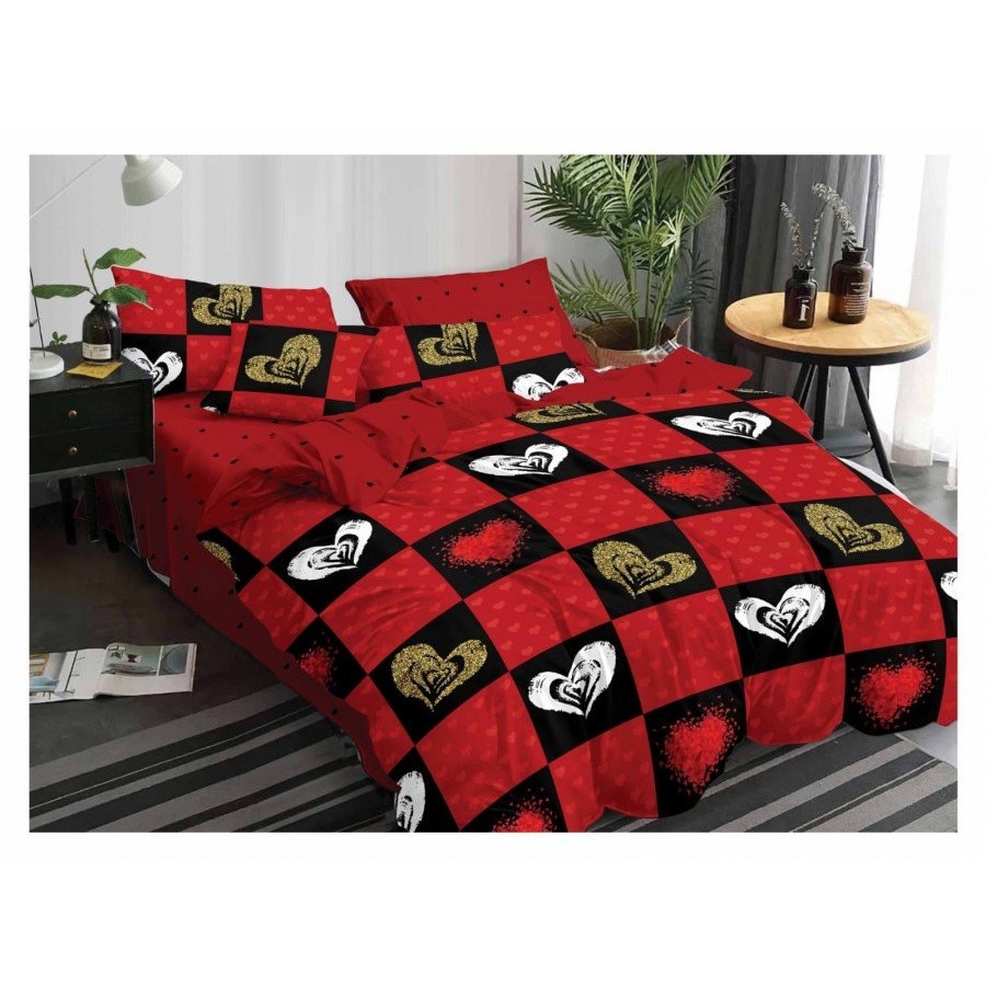 Lenjerie de pat pentru 2 persoane, Ralex Pucioasa, 50%bumbac 50% poliester, Elvo 428