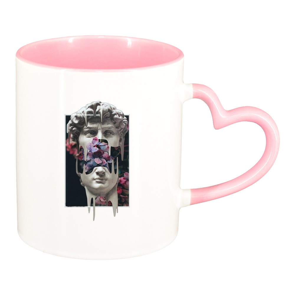 Cana David, interior roz, maner inima, 330ml, D1455