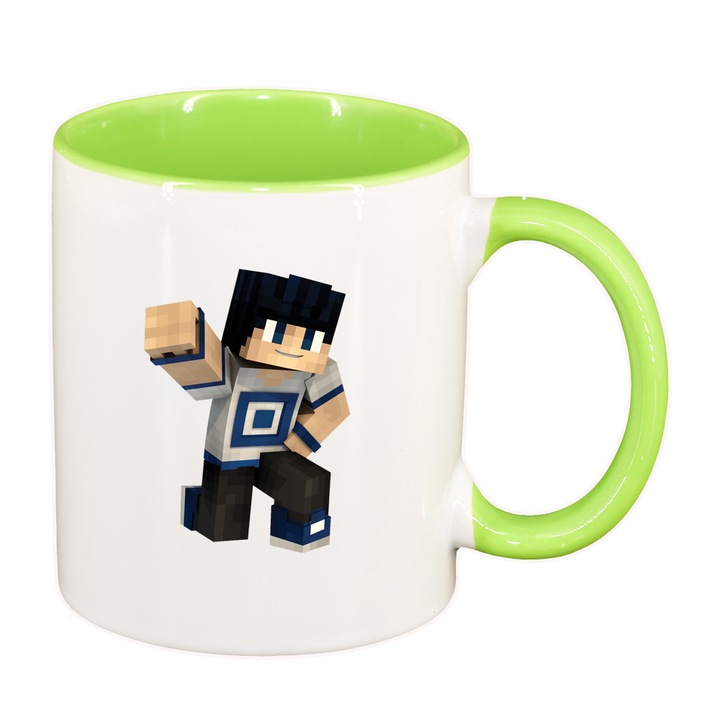 Майнкрафт чаша, светлозелен интериор, 330 мл, D1460